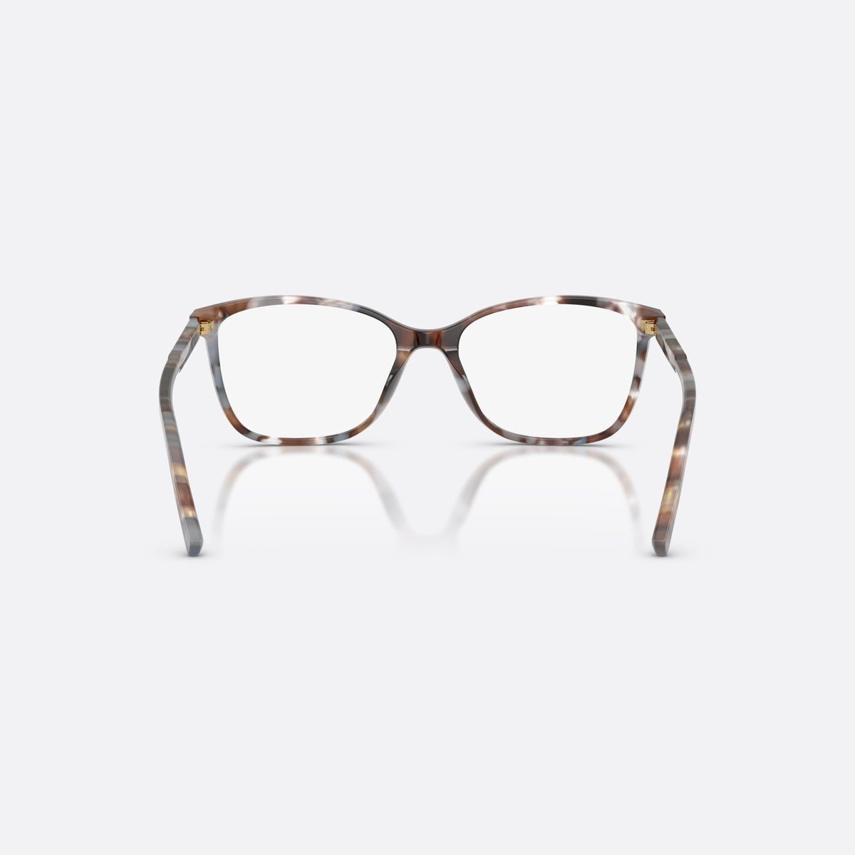 Dolce & Gabbana DG3424 3445 eyeglasses, havana rectangle frame for women, plain bridge, brand lettering on temples, gold-tone hinges, back view