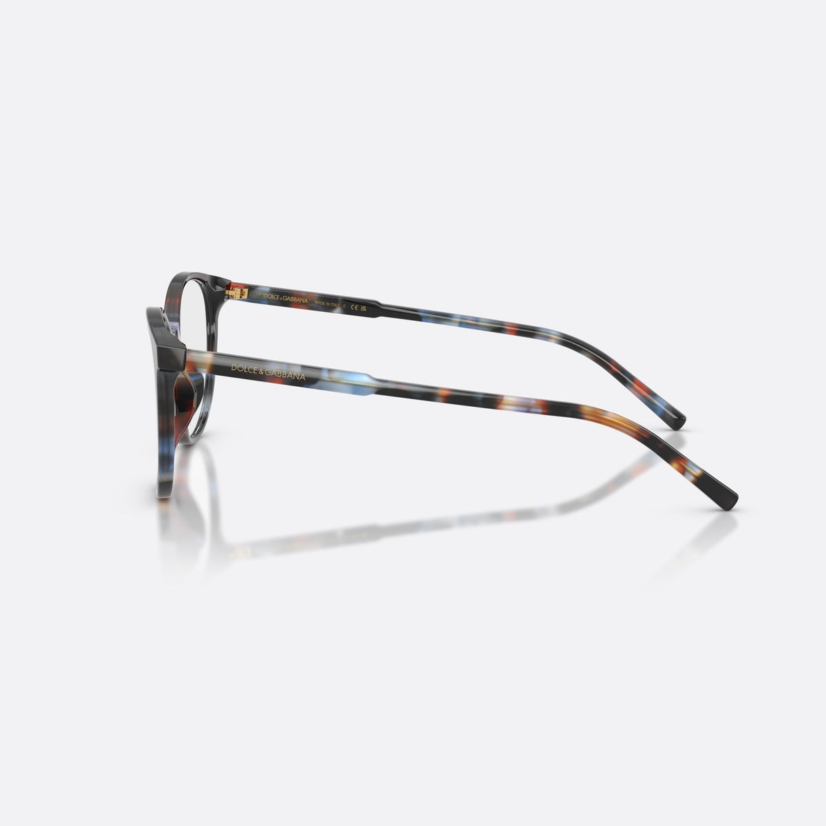 Rame ochelari de vedere Dolce & Gabbana DG3425 3443, fluture albastru, pentru femei, punte simplă, literele brandului pe brațe, balamale aurii, vedere laterală