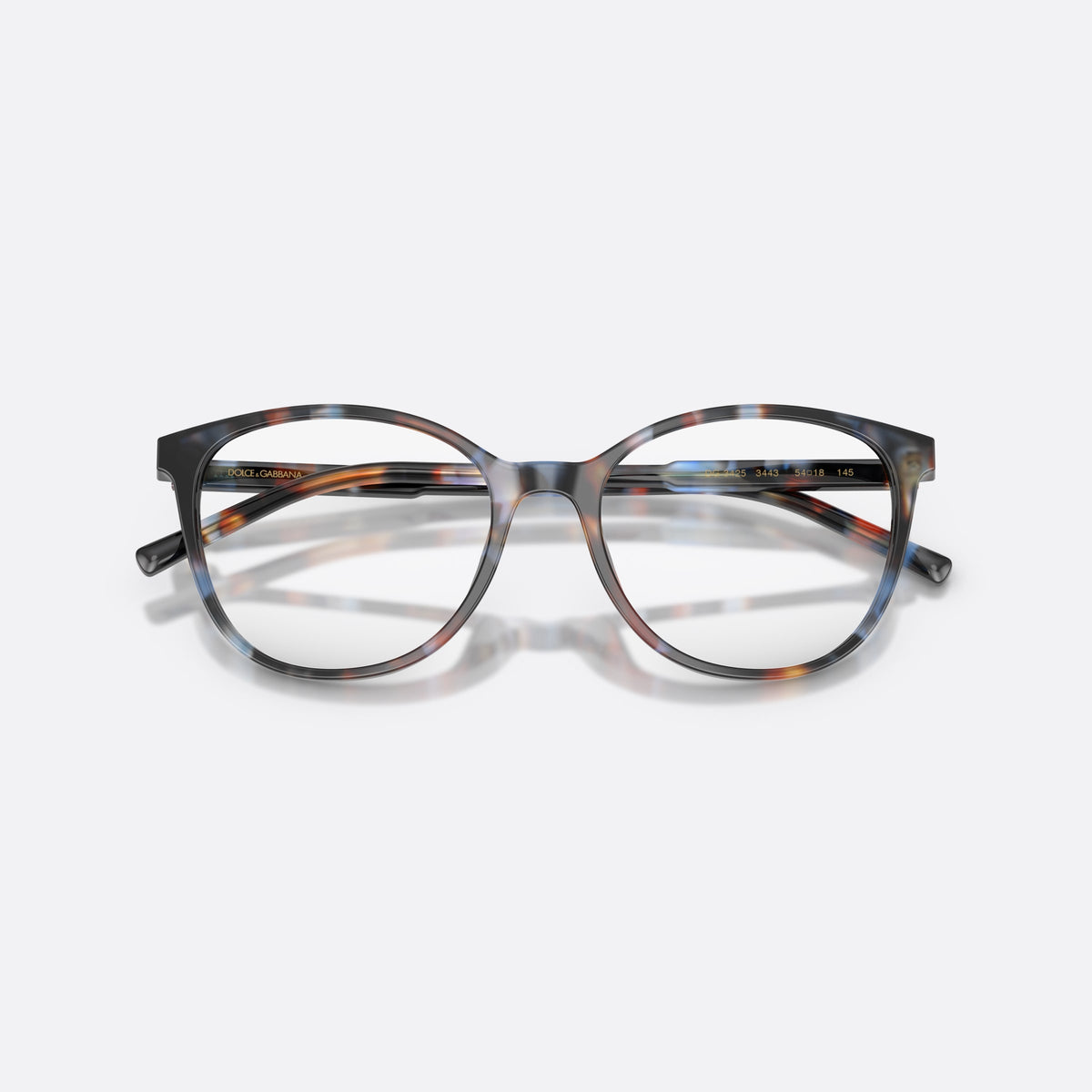 Rame ochelari de vedere Dolce & Gabbana DG3425 3443, fluture albastru, pentru femei, punte simplă, literele brandului pe brațe, balamale aurii, cu brațele pliate