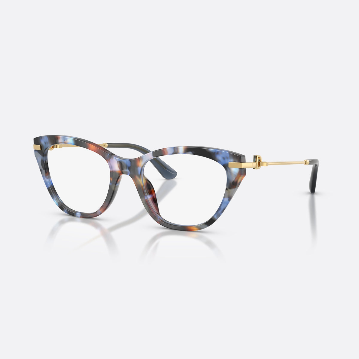 Dolce & Gabbana DG3428 3443 eyeglasses, blue butterfly frame for women, plain acetate bridge, slim temples with tapered ends