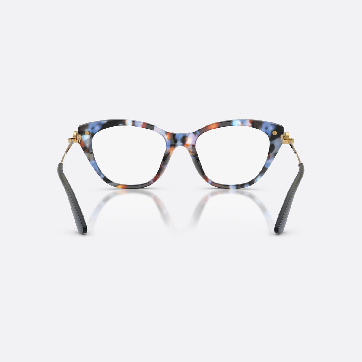 Dolce & Gabbana DG3428 3443 eyeglasses, blue butterfly frame for women, plain acetate bridge, slim temples with tapered ends, back view