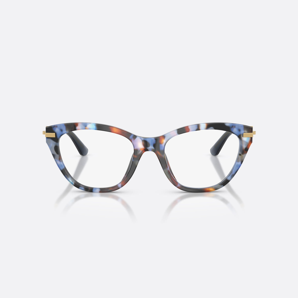 Dolce & Gabbana DG3428 3443 eyeglasses, blue butterfly frame for women, plain bridge, brand lettering on temples, full-rim front, front view