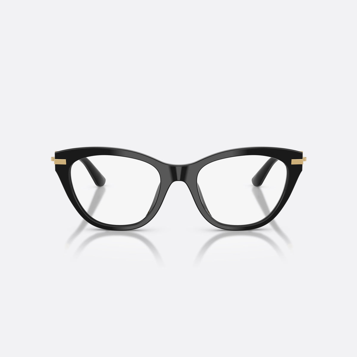 Dolce & Gabbana DG3428 501 eyeglasses, black butterfly frame for women, plain bridge, slim tapered temples, full-rim frame, front view