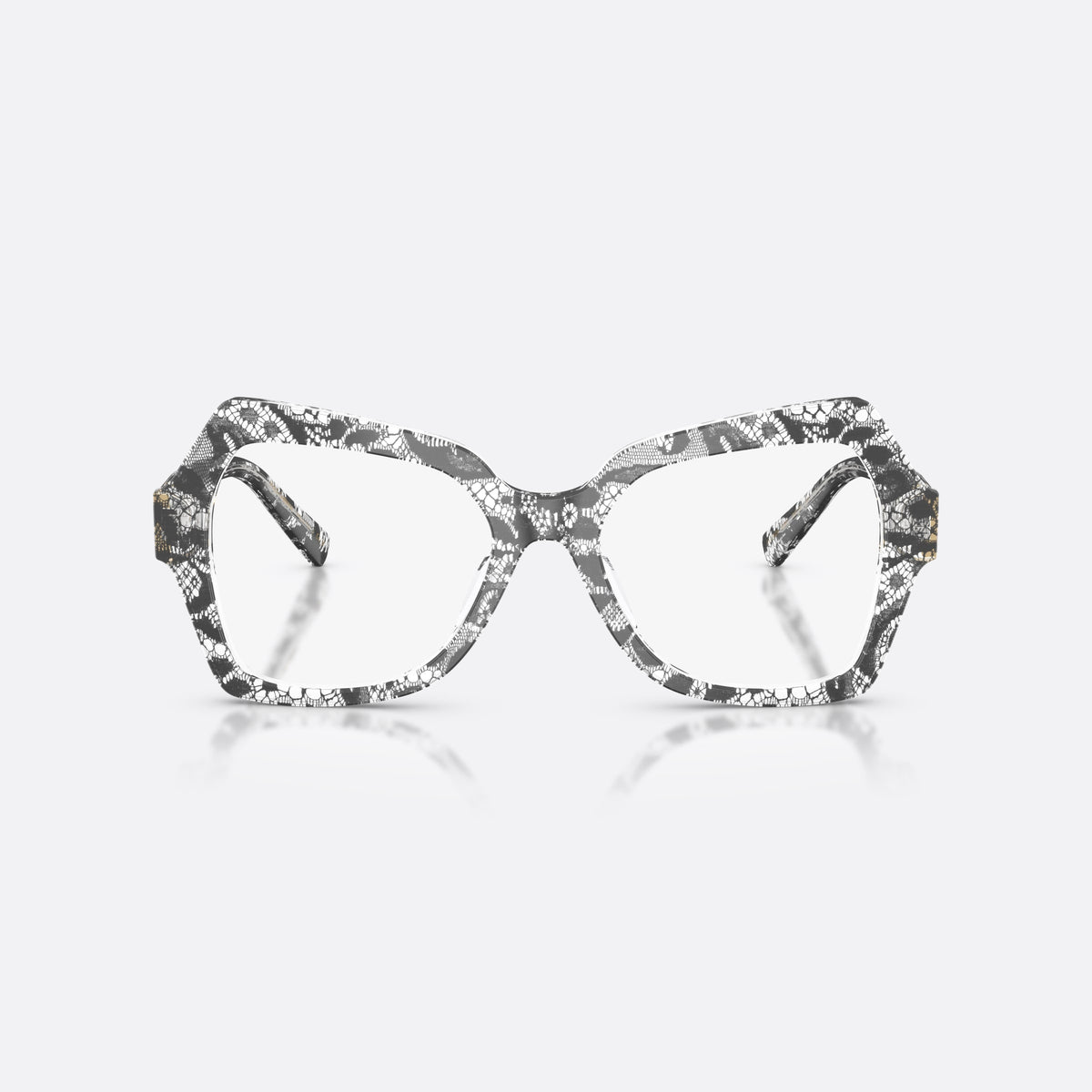Dolce & Gabbana DG3429 3287 eyeglasses, black butterfly frame for women, plain bridge with acetate, brand logo plaque on temple, front view