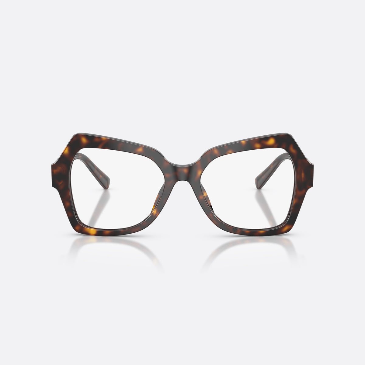Dolce & Gabbana DG3429 502 eyeglasses, havana butterfly frame for women, plain bridge, brand logo on temple, full rim, front view