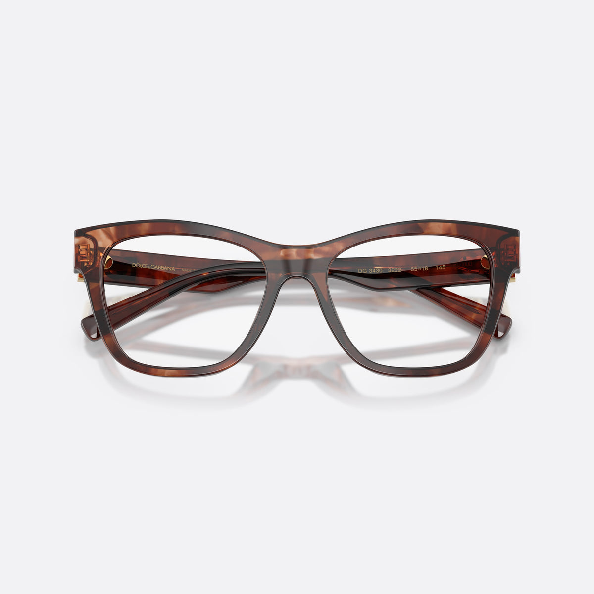 Rame ochelari de vedere Dolce & Gabbana DG3430 3222, patrati roșu, pentru femei, punte simplă, logo al brandului pe braț, brațe late, conice, cu brațele pliate