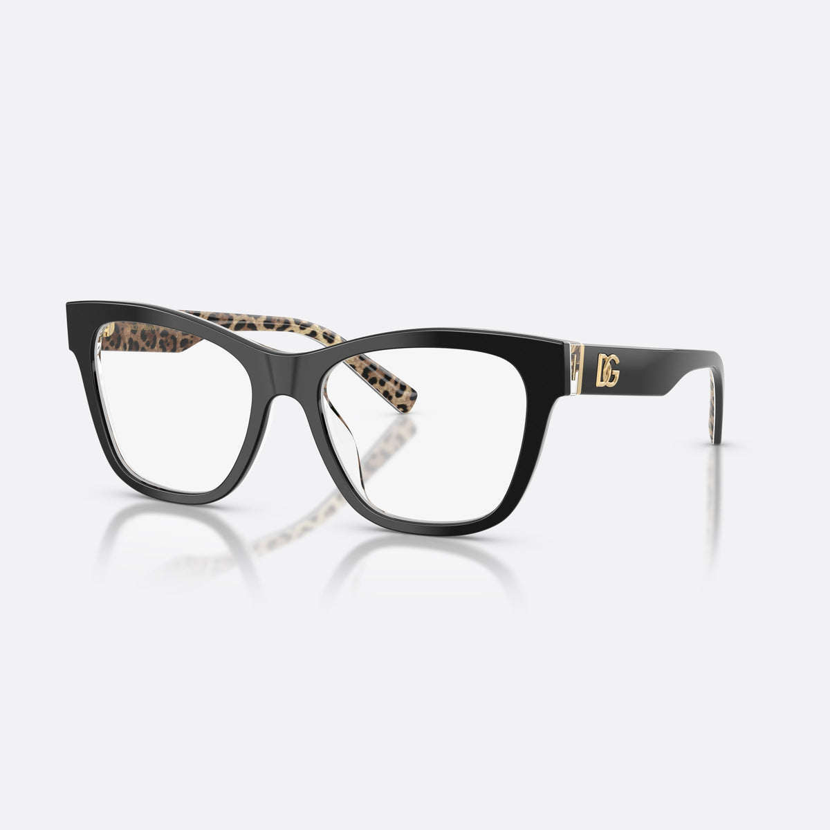 Dolce & Gabbana DG3430 3299 eyeglasses, black square frame for women, plain bridge, integrated into front, wide tapered temples
