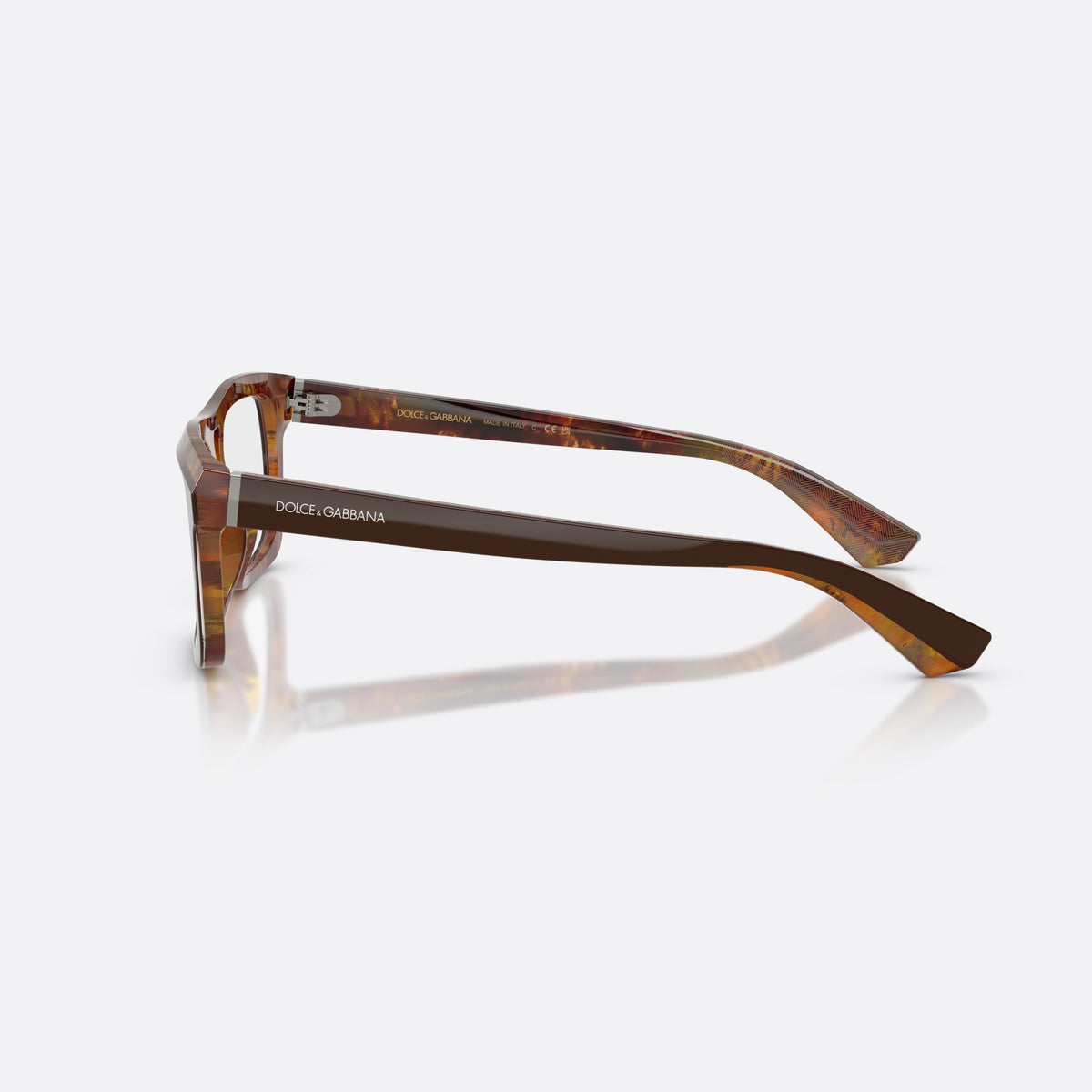 Rame ochelari de vedere Dolce & Gabbana DG3431 3456, rectangulari maro, pentru bărbați, punte keyhole, literele brandului pe brațe, ramă completă, vedere laterală