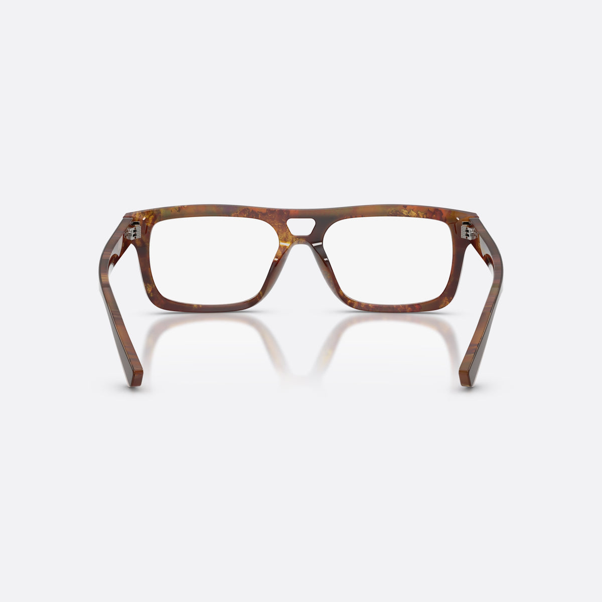 Dolce & Gabbana DG3431 3456 eyeglasses, brown rectangle frame for men, keyhole bridge, brand lettering on temples, full-rim frame, back view