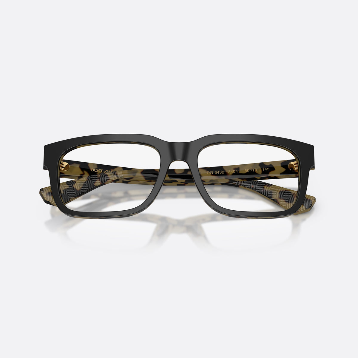 Rame ochelari de vedere Dolce & Gabbana DG3432 3404, rectangulari negru, pentru bărbați, punte simplă integrată, literele brandului pe brațe, cu brațele pliate