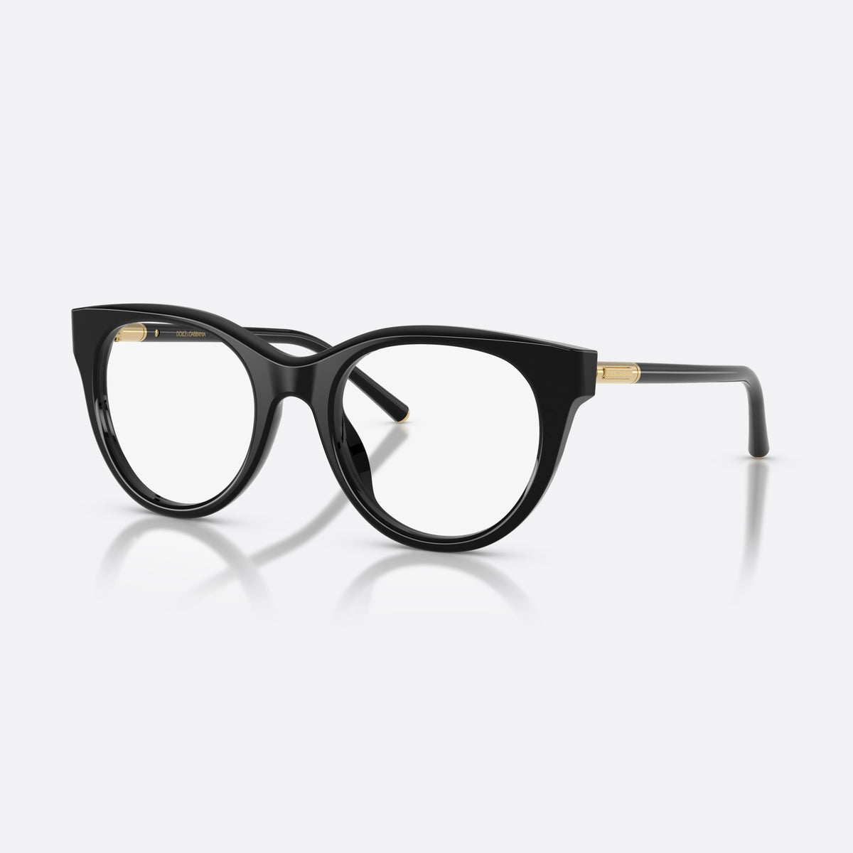 Dolce & Gabbana DG3433 501 eyeglasses, black phantos frame for women, plain bridge, brand lettering on temples, full-rim frame