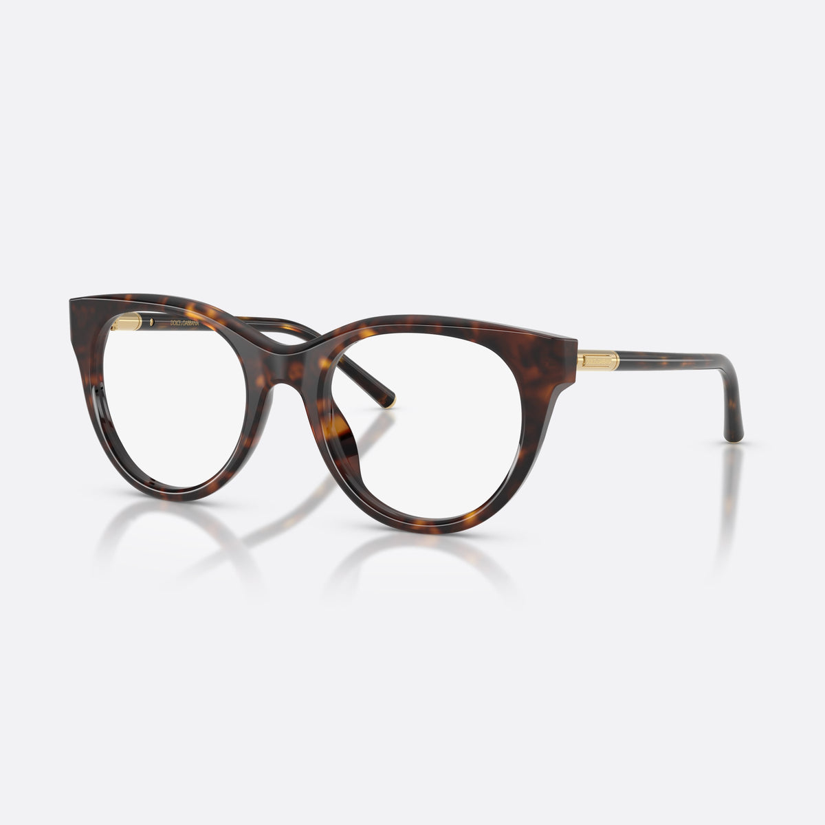 Dolce & Gabbana DG3433 502 eyeglasses, havana phantos frame for women, plain saddle-style bridge, brand lettering on temples