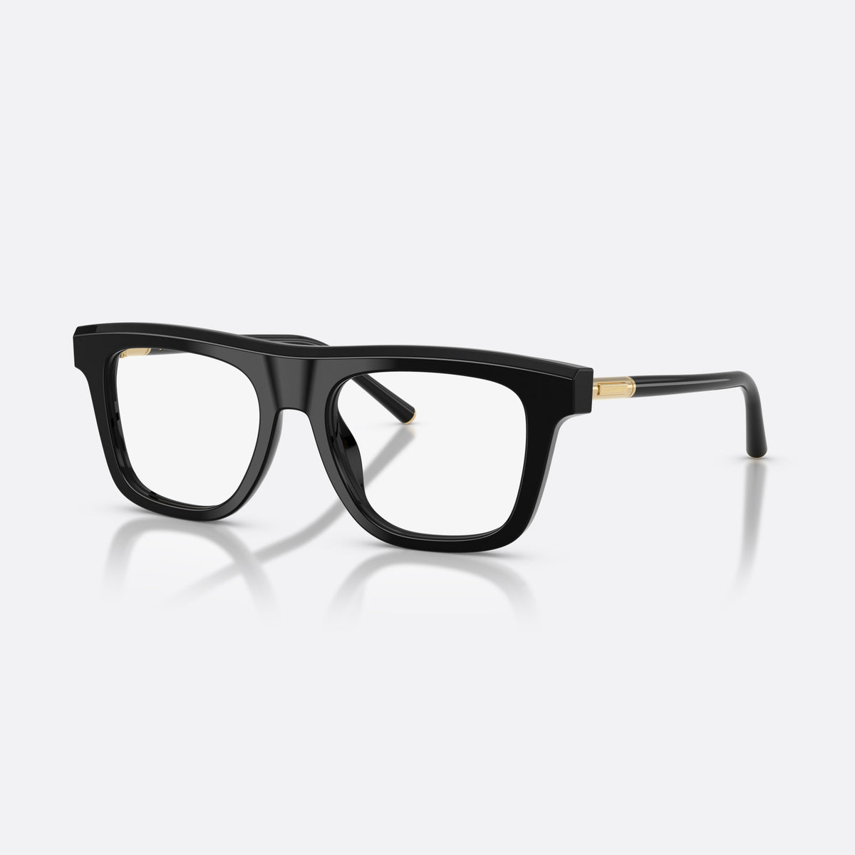 Dolce & Gabbana DG3434 501 eyeglasses, black square frame for men, plain integrated bridge, brand lettering on temples