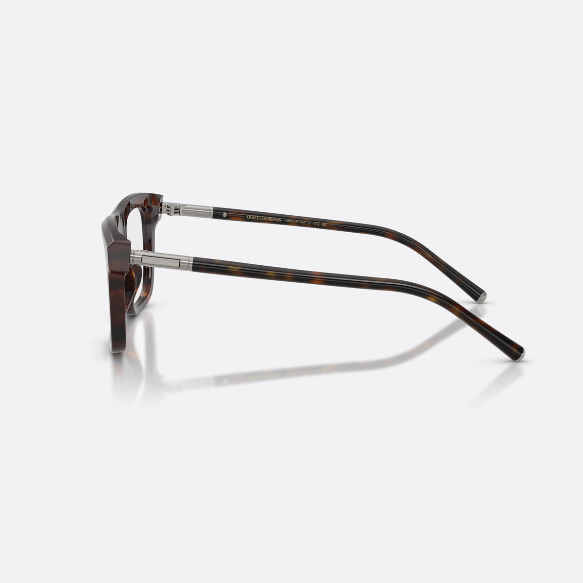 Rame ochelari de vedere Dolce & Gabbana DG3434 502, patrati havana, pentru bărbați, punte simplă cu bară superioară, ramă completă din acetat, vedere laterală
