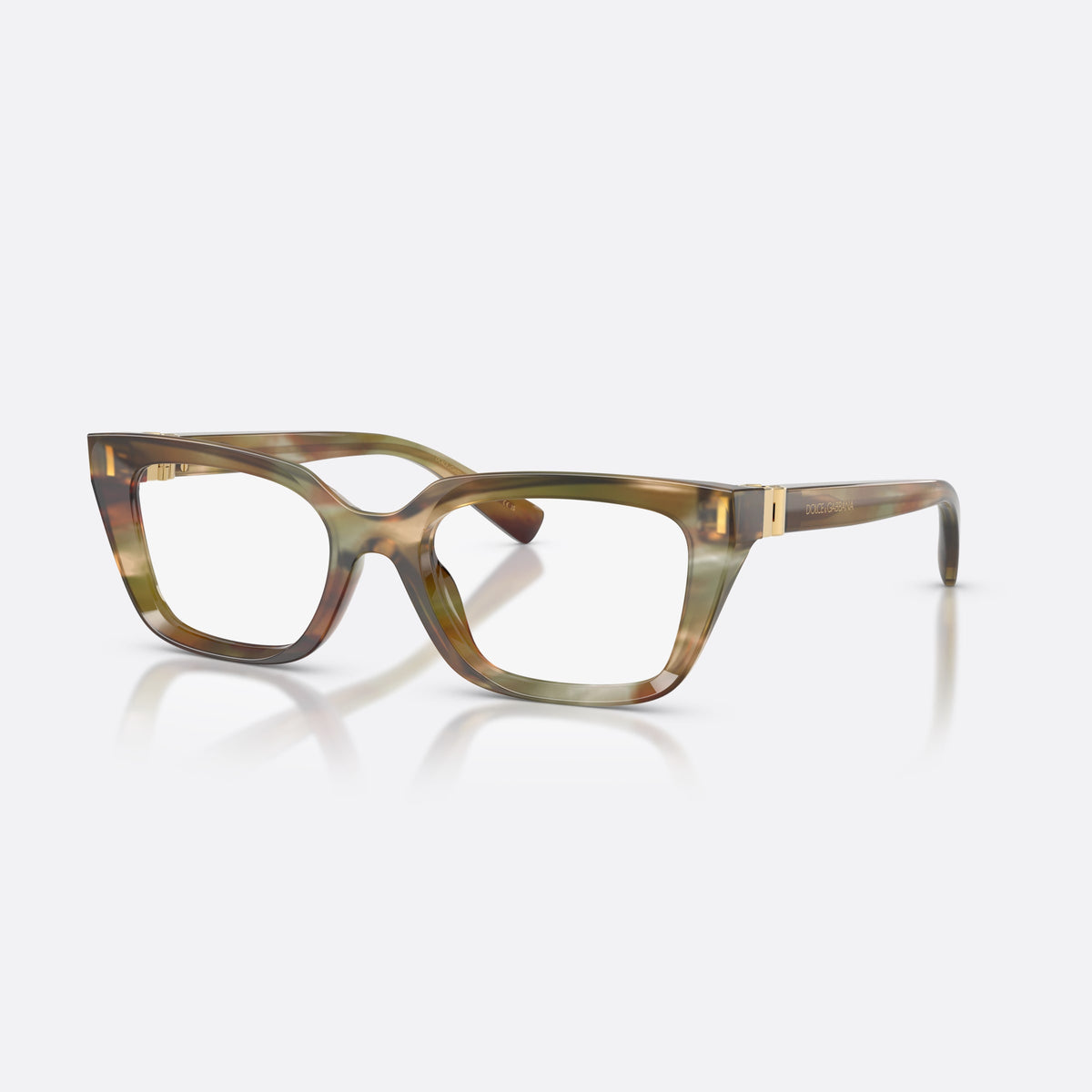 Dolce & Gabbana DG3436 3446 eyeglasses, brown rectangle frame for women, plain saddle style bridge, brand lettering on temples