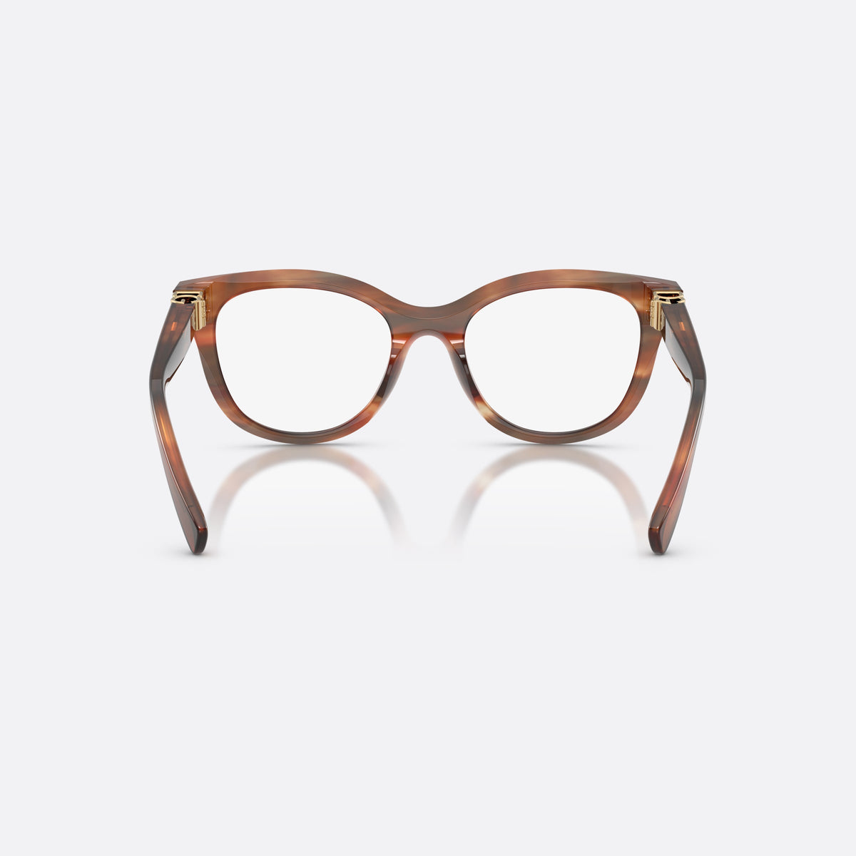 Dolce & Gabbana DG3437 3221 eyeglasses, havana phantos frame for women, plain bridge, integrated into rim, brand lettering on temple, back view