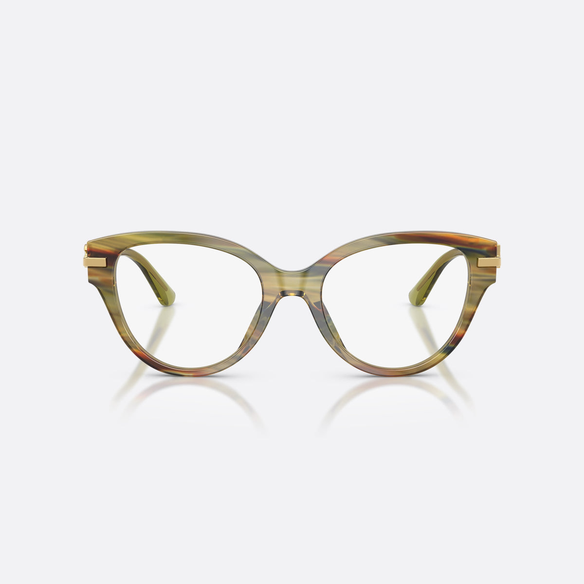 Rame ochelari de vedere Dolce & Gabbana DG3438 3475, fluture verde, pentru femei, punte keyhole, placă cu logoul brandului pe braț, vedere din față