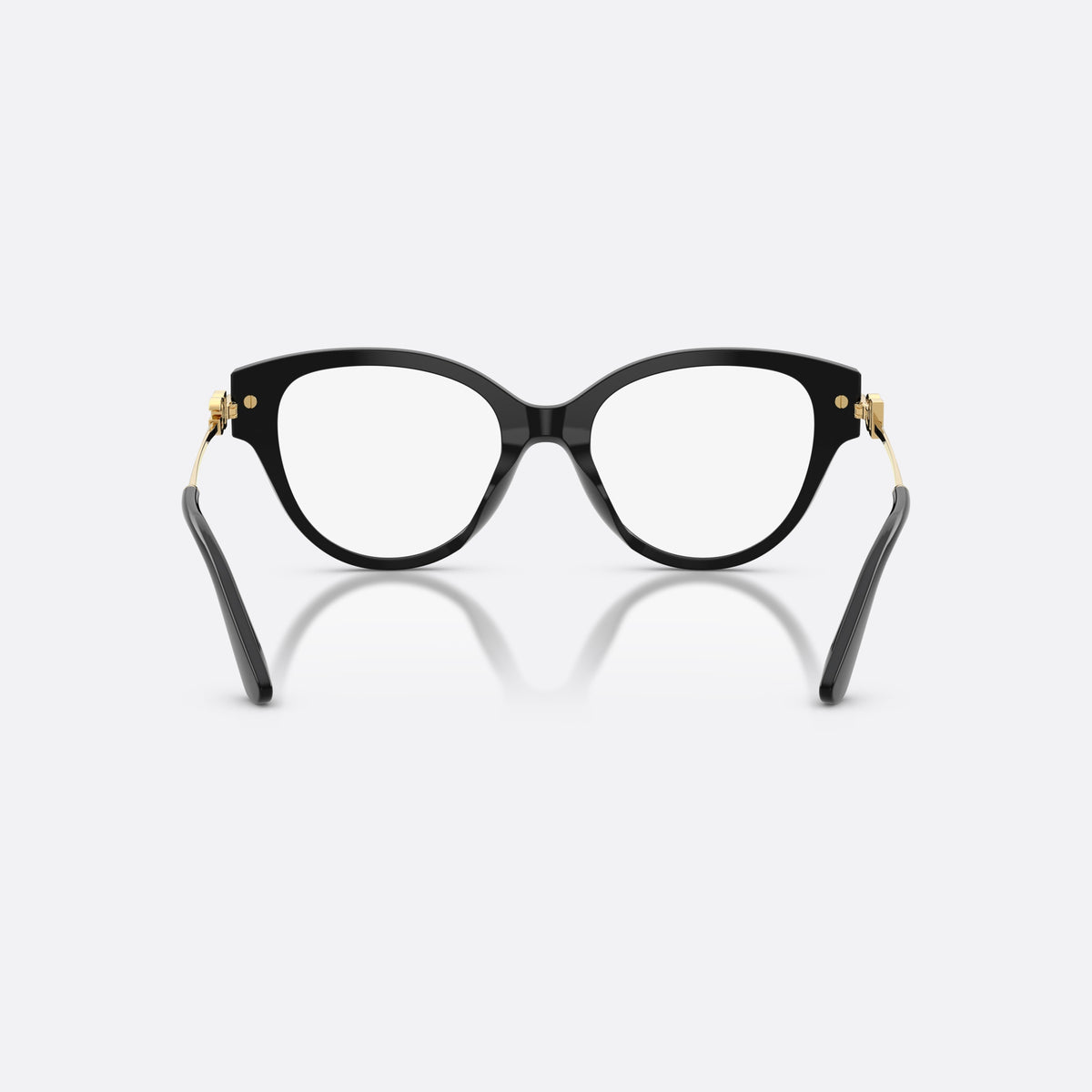 Rame ochelari de vedere Dolce & Gabbana DG3438 501, fluture negru, pentru femei, punte simplă din acetat, placă cu logoul brandului pe brațe, vedere din spate