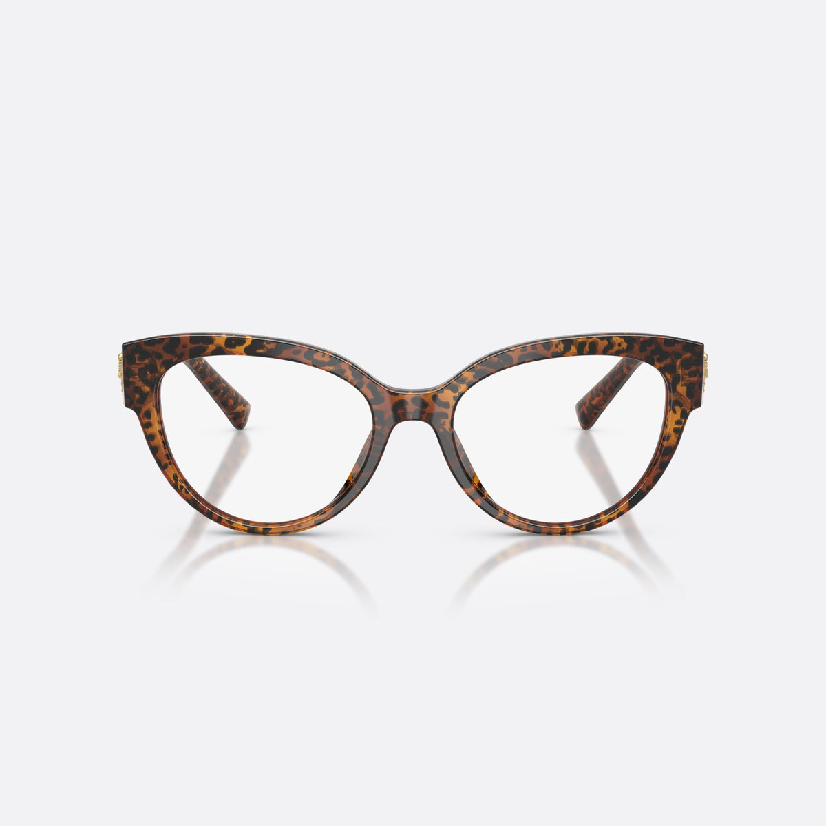Dolce & Gabbana DG3440 3470 eyeglasses, brown cat eye frame for women, plain bridge, integrated with frame, slim tapered temples, front view