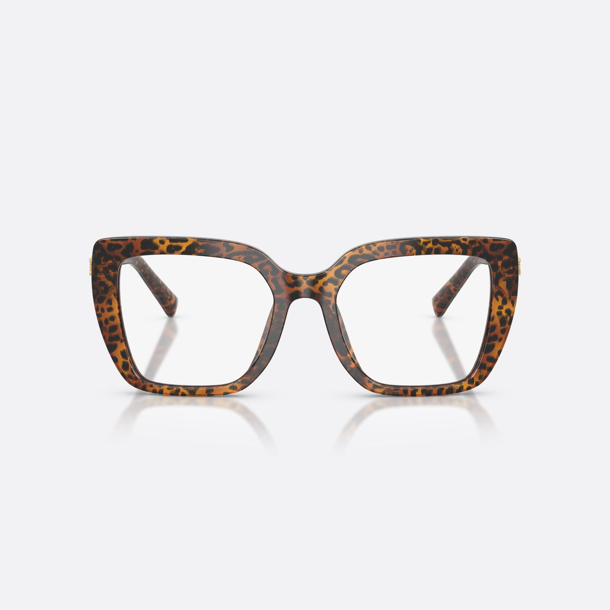 Dolce & Gabbana DG3441 3470 eyeglasses, brown square frame for women, keyhole bridge, brand logo plaque on temple, front view