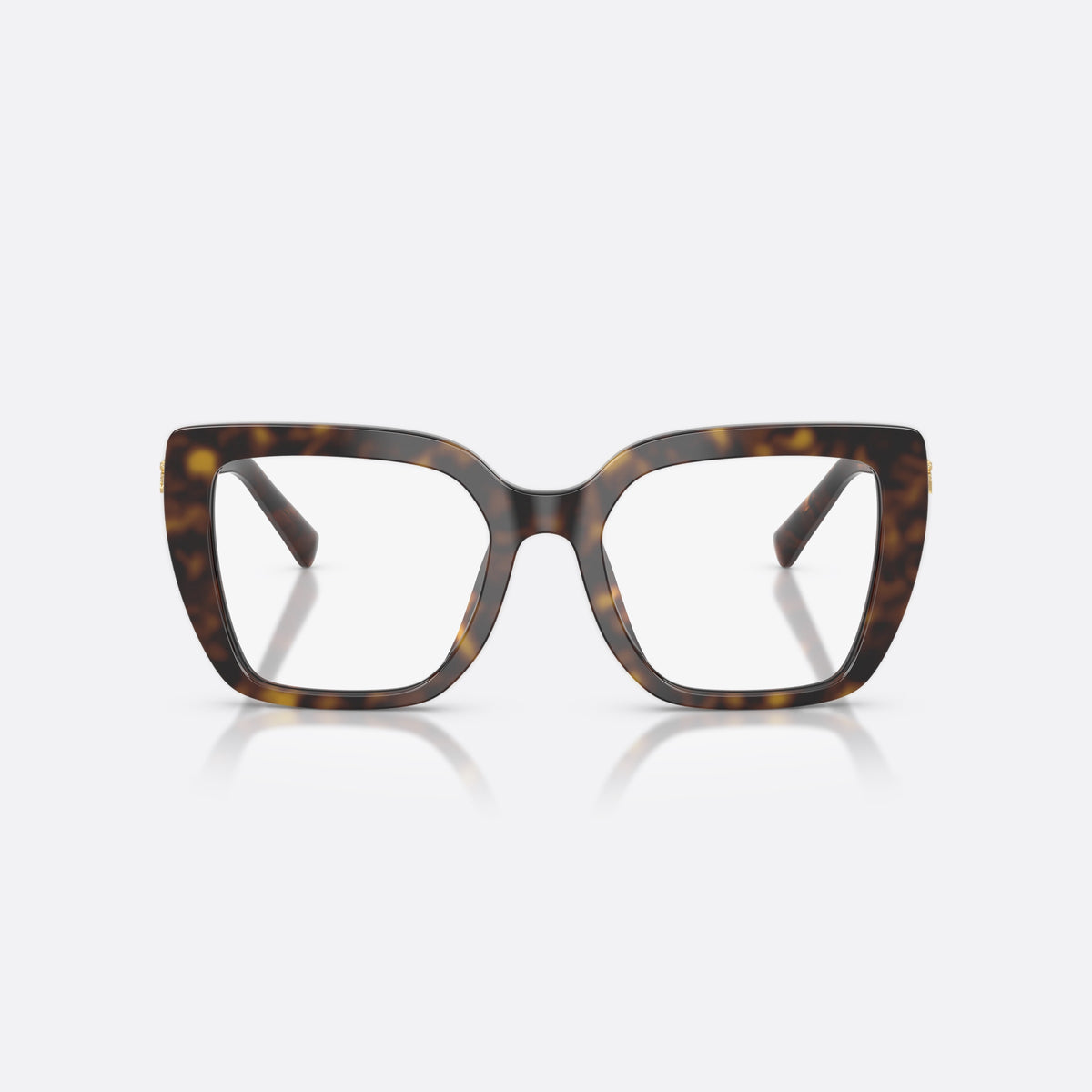 Dolce & Gabbana DG3441 502 eyeglasses, havana square frame for women, plain bridge with dark frame, brand lettering on temple, front view
