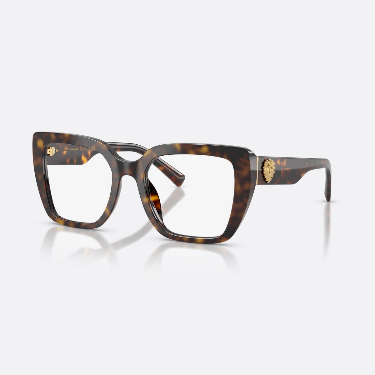 Dolce & Gabbana DG3441 502 eyeglasses, havana square frame for women, keyhole bridge, brand lettering on temples, full-rim frame