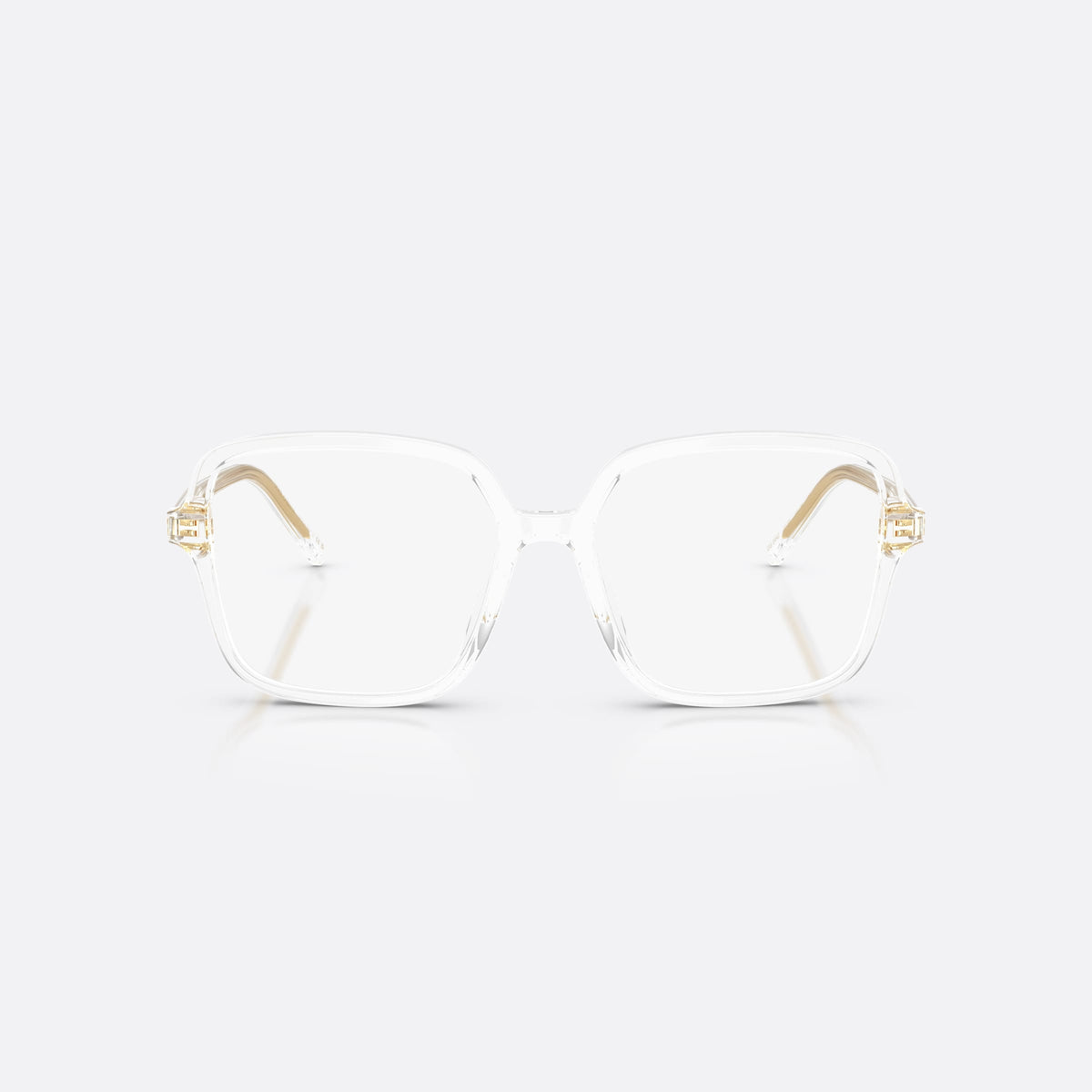Dolce & Gabbana DG3442 3133 eyeglasses, clear square frame for women, plain integrated bridge, brand lettering on temples, front view