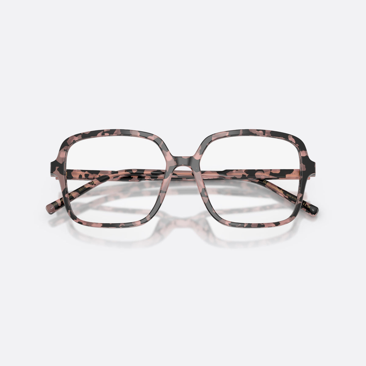Rame ochelari de vedere Dolce & Gabbana DG3442 3476, patrati havana, pentru femei, punte simplă care unește rămele, literele brandului pe brațe, cu brațele pliate
