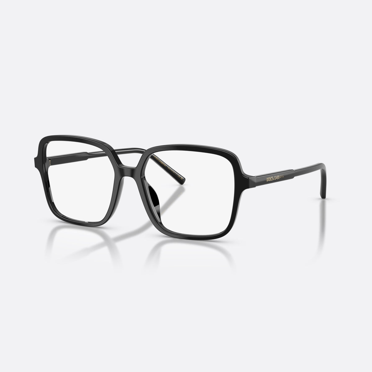 Dolce & Gabbana DG3442 501 eyeglasses, black square frame for women, plain bridge, brand lettering on temple, full-rim frame