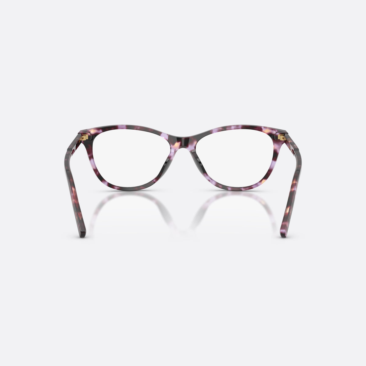 Dolce & Gabbana DG3443 3477 eyeglasses, violet cat eye frame for women, plain bridge, brand lettering on temples, slim temples, back view