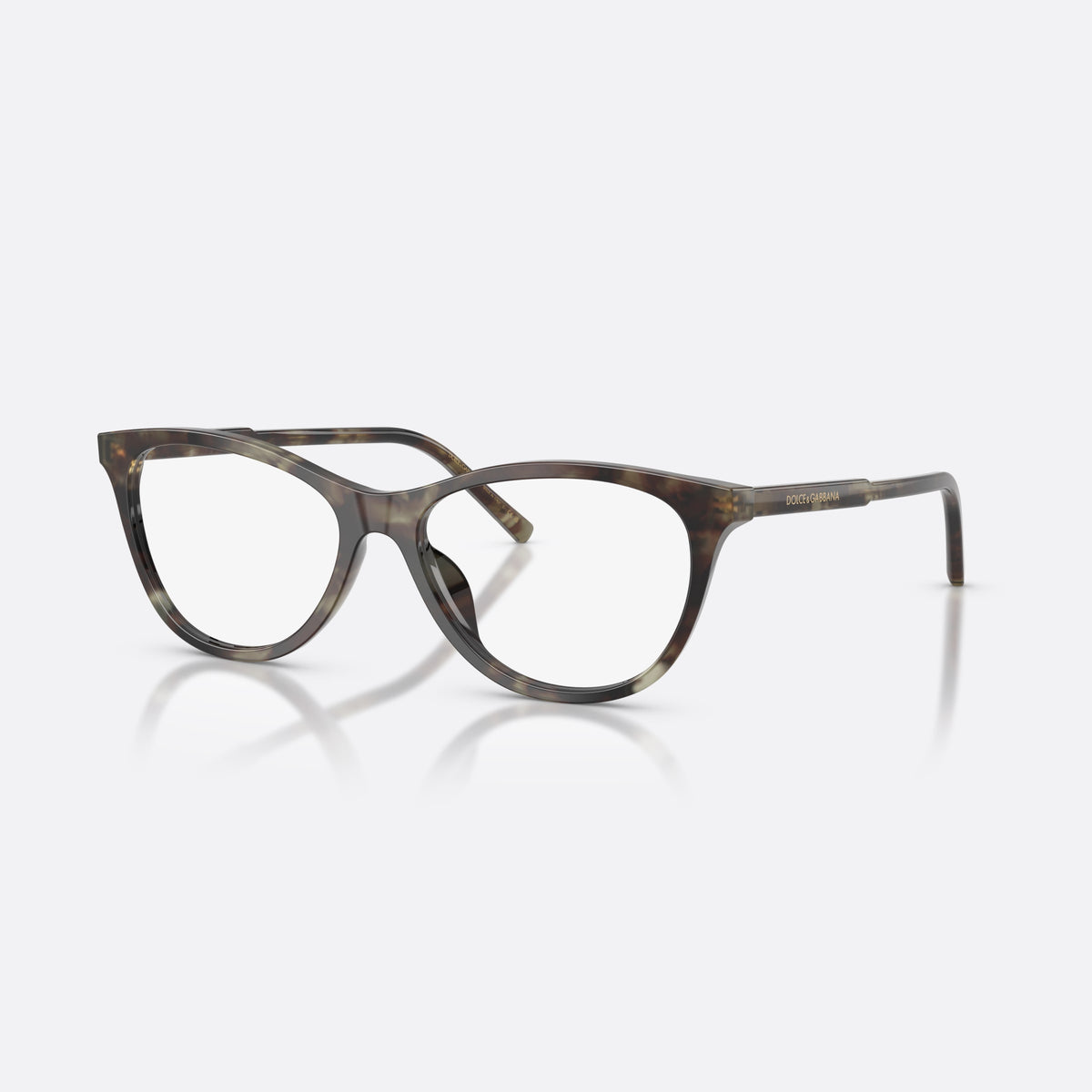 Dolce & Gabbana DG3443 3478 eyeglasses, green cat eye frame for women, keyhole bridge, brand lettering on temples, full-rim frame