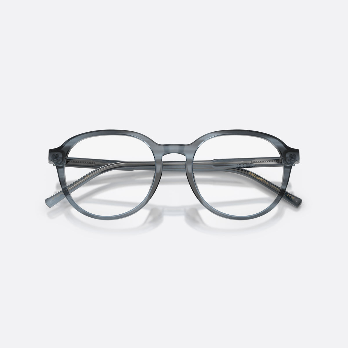 Dolce & Gabbana DG3444 3482 eyeglasses, blue phantos frame for men, brand lettering on temples, slim tapered temples, folded