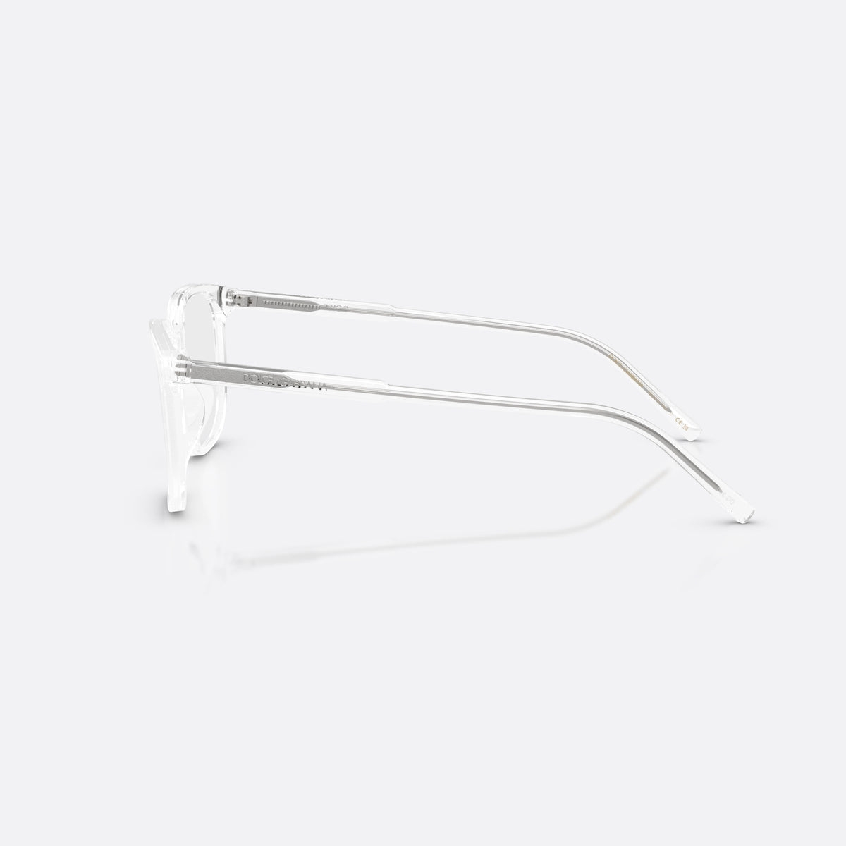 Dolce & Gabbana DG3445 3133 eyeglasses, clear square frame for men, plain bridge, brand logo on temple, full-rim frame, side view
