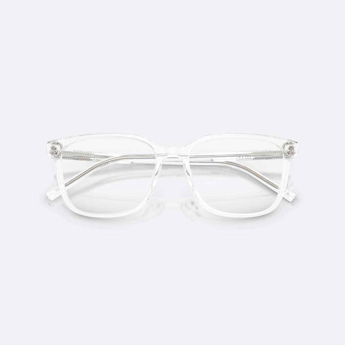 Dolce & Gabbana DG3445 3133 eyeglasses, clear square frame for men, plain bridge, brand logo on temple, full-rim frame, folded