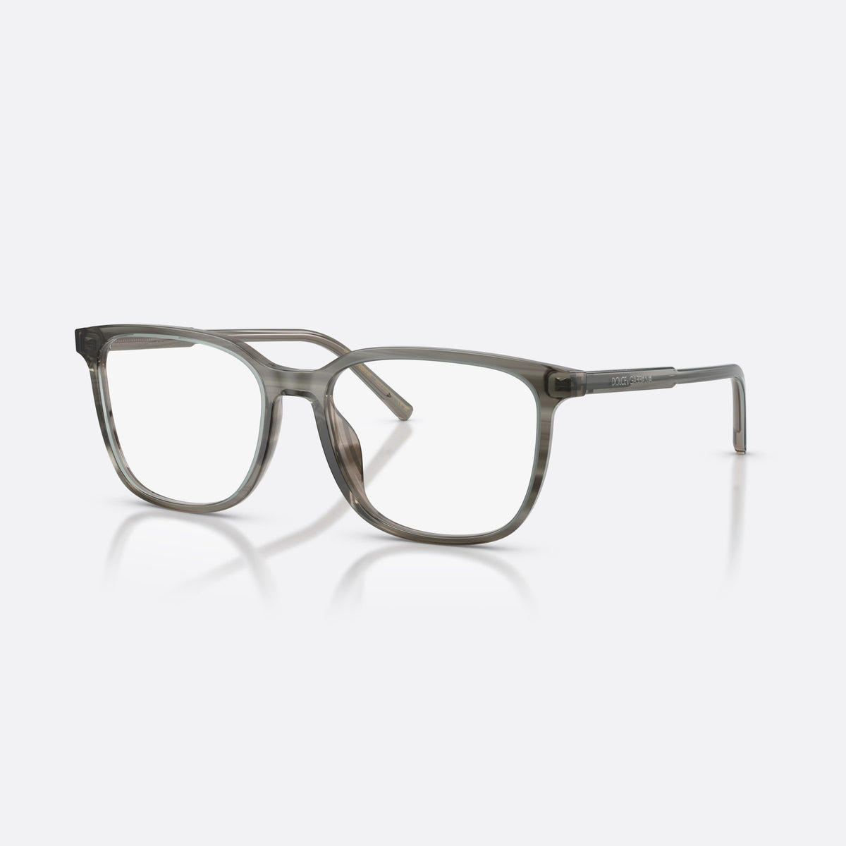 Dolce & Gabbana DG3445 3479 eyeglasses, grey square frame for men, plain integrated bridge, brand lettering on temples