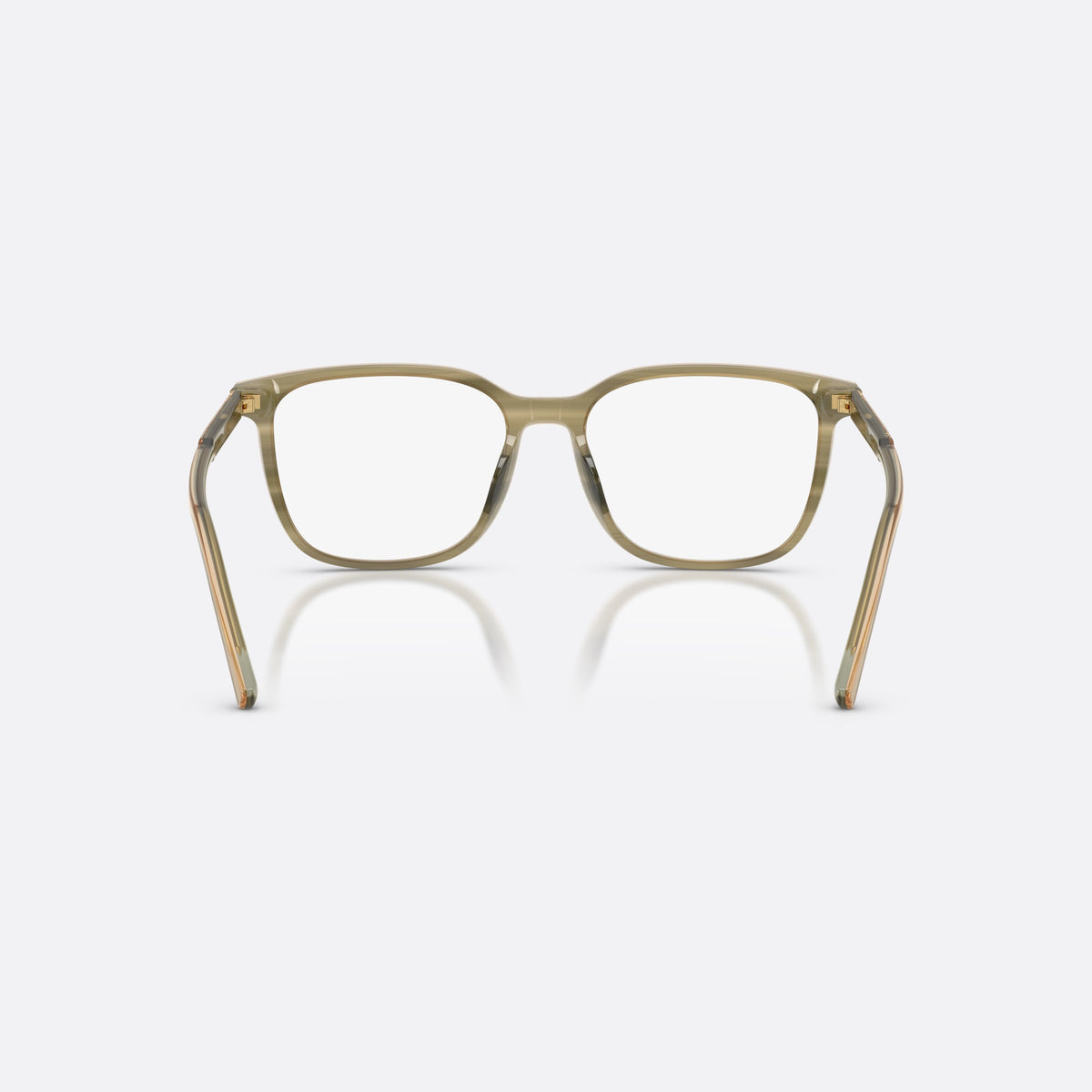 Dolce & Gabbana DG3445 3480 eyeglasses, green square frame for men, plain double bridge, brand lettering on temples, back view