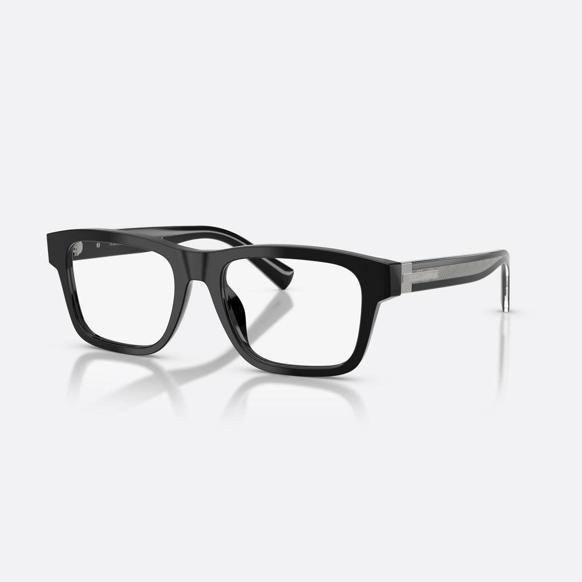 Dolce & Gabbana DG3446 501 eyeglasses, black rectangle frame for men, plain bridge, solid acetate, brand lettering on temples
