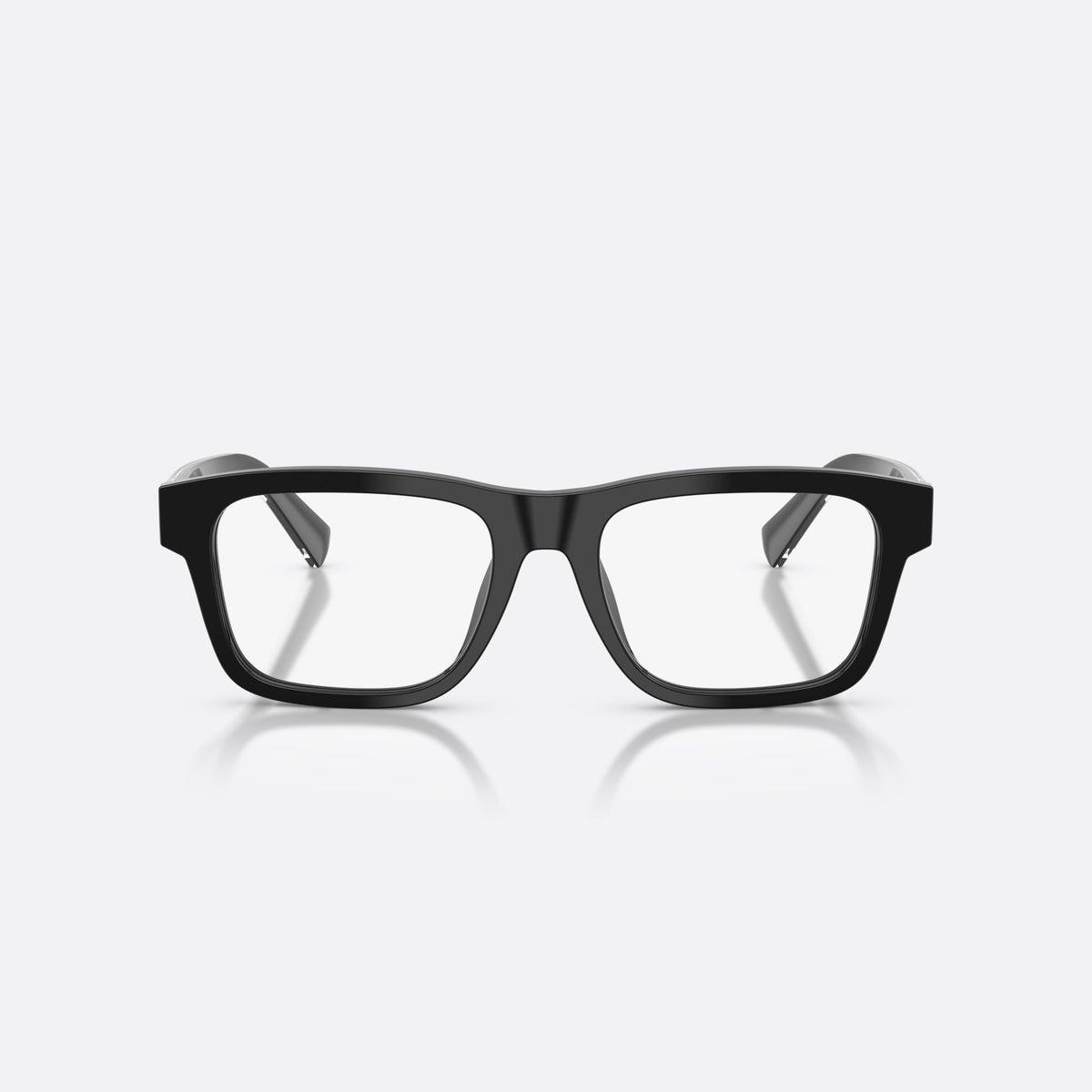 Dolce & Gabbana DG3446 501 eyeglasses, black rectangle frame for men, plain bridge, solid acetate, brand lettering on temples, front view