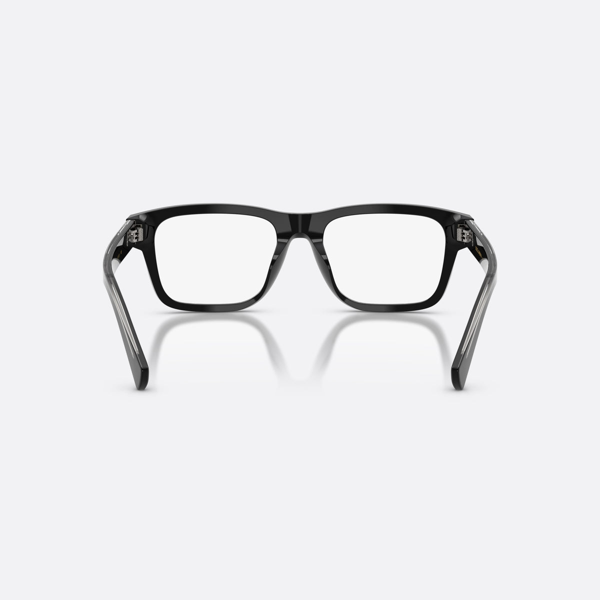 Dolce & Gabbana DG3446 501 eyeglasses, black rectangle frame for men, plain bridge, solid acetate, brand lettering on temples, back view
