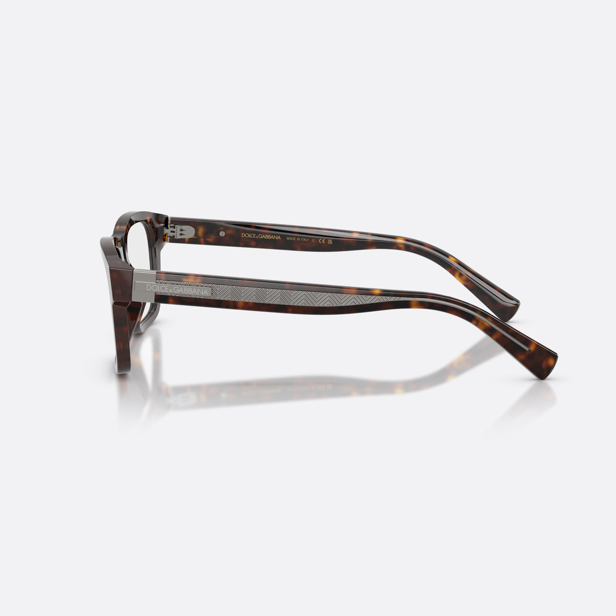 Rame ochelari de vedere Dolce & Gabbana DG3446 502, rectangulari havana, pentru bărbați, punte simplă tip șa, literele brandului pe brațe, vedere laterală