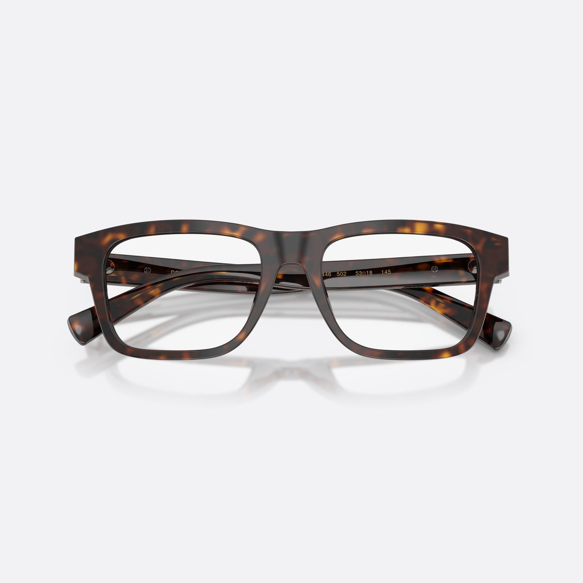 Rame ochelari de vedere Dolce & Gabbana DG3446 502, rectangulari havana, pentru bărbați, punte simplă tip șa, literele brandului pe brațe, cu brațele pliate