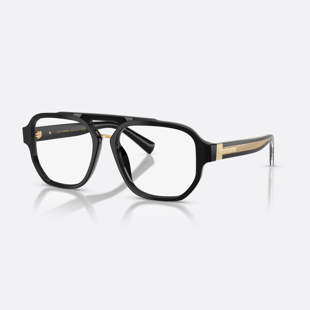 Dolce & Gabbana DG3447 501 eyeglasses, black pilot frame for men, double bridge with top bar, full-rim frame