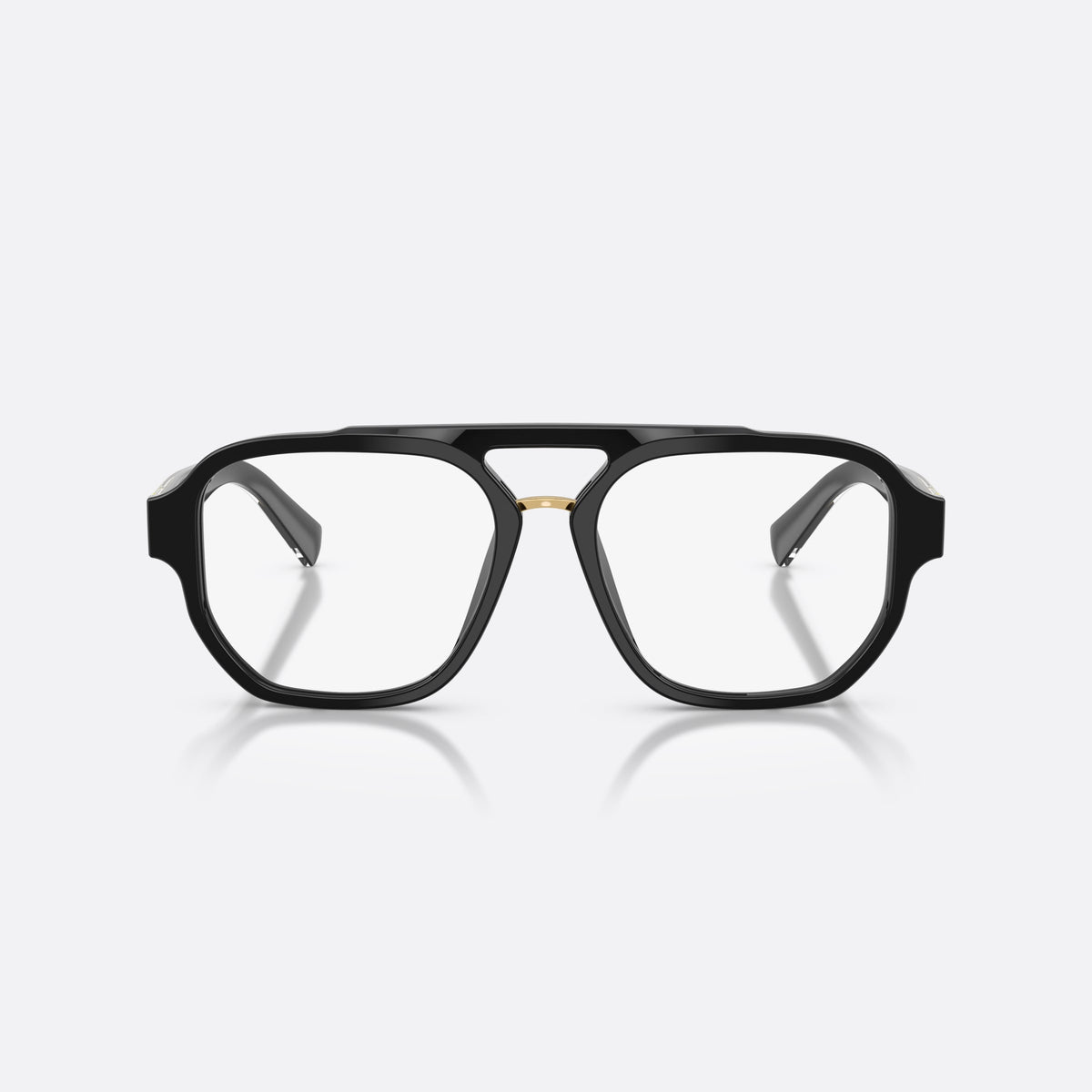 Dolce & Gabbana DG3447 501 eyeglasses, black pilot frame for men, double bridge with top bar, full-rim frame, front view