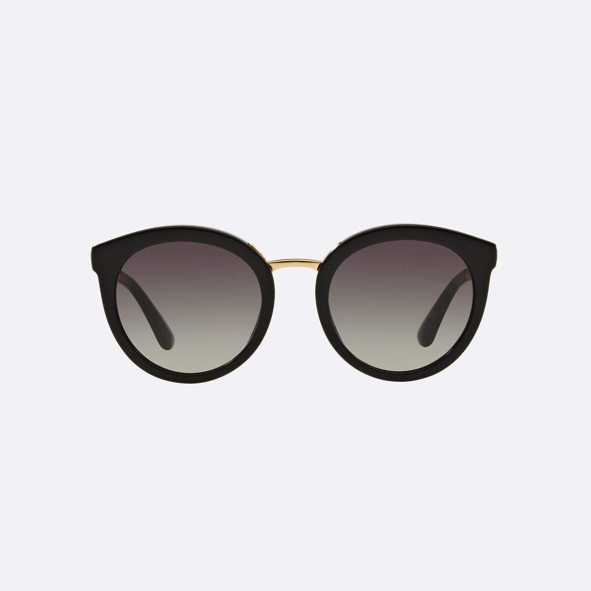 Ochelari de soare Dolce & Gabbana DG4268 501/8G, rotunzi negru, pentru femei, punte metalică în șa, literele brandului pe brațe, vedere din față