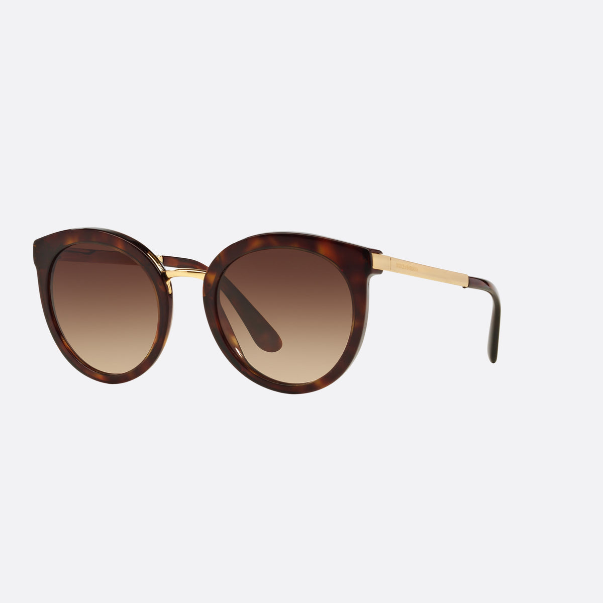 Dolce & Gabbana DG4268 502/13 B sunglasses, havana round frame for women, metal saddle bridge, brand lettering on temples