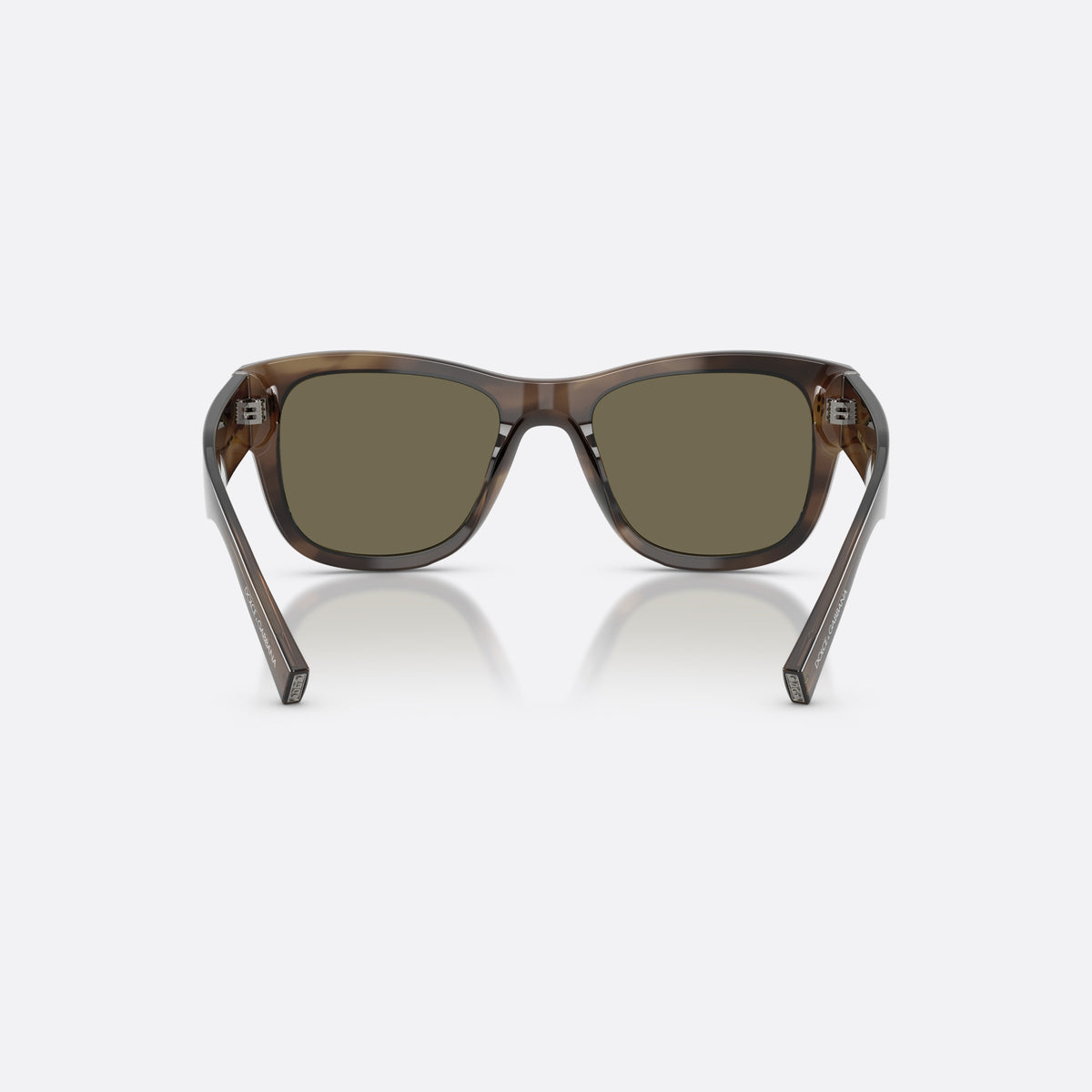 Dolce & Gabbana DG4338 3200/3 sunglasses, green square frame for men, plain bridge, brand lettering on temples, full-rim frame, back view