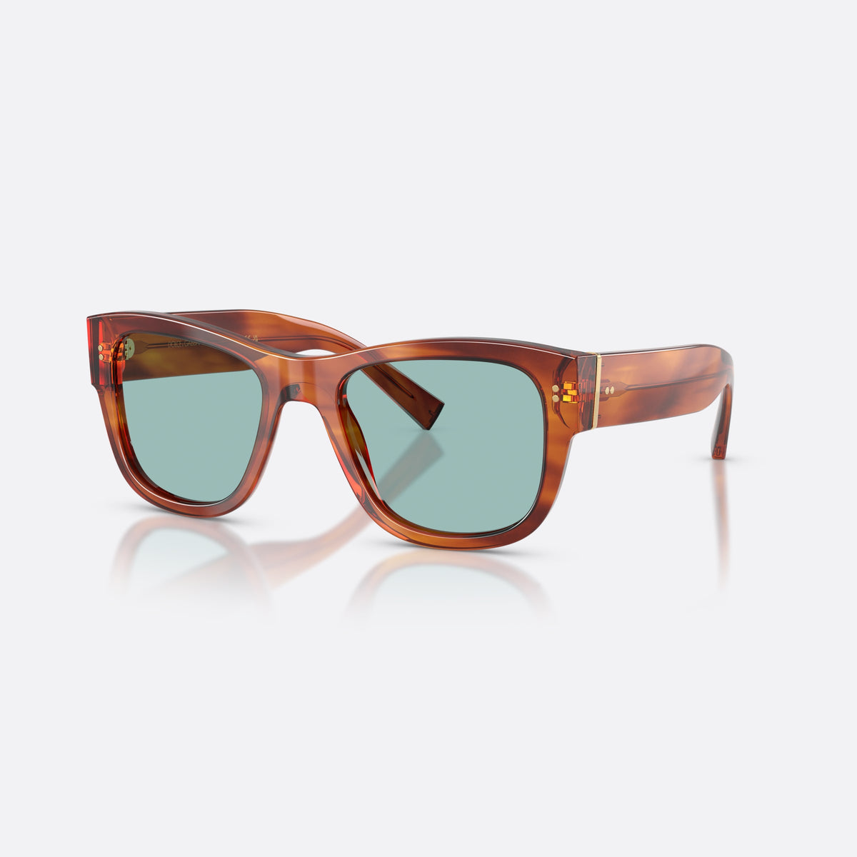 Ochelari de soare Dolce & Gabbana DG4338 322180, patrati havana, pentru bărbați, punte simplă din acetat, plăcuță cu logoul brandului pe braț