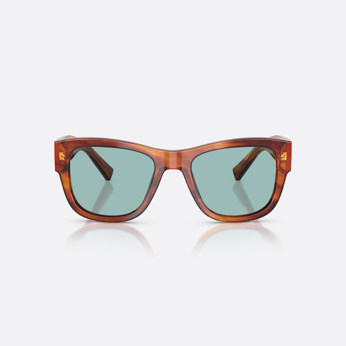 Ochelari de soare Dolce & Gabbana DG4338 322180, patrati havana, pentru bărbați, punte simplă din acetat, plăcuță cu logoul brandului pe braț, vedere din față