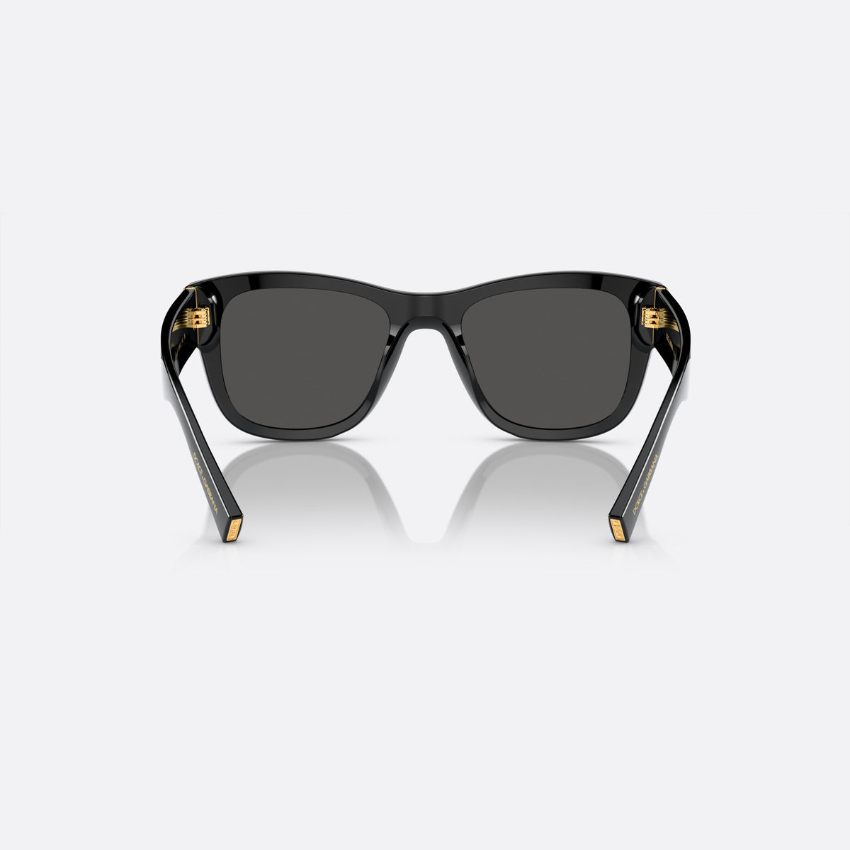 Dolce & Gabbana DG4338 501/87 sunglasses, black square frame for men, plain bridge, brand lettering on temples, full-rim frame, back view