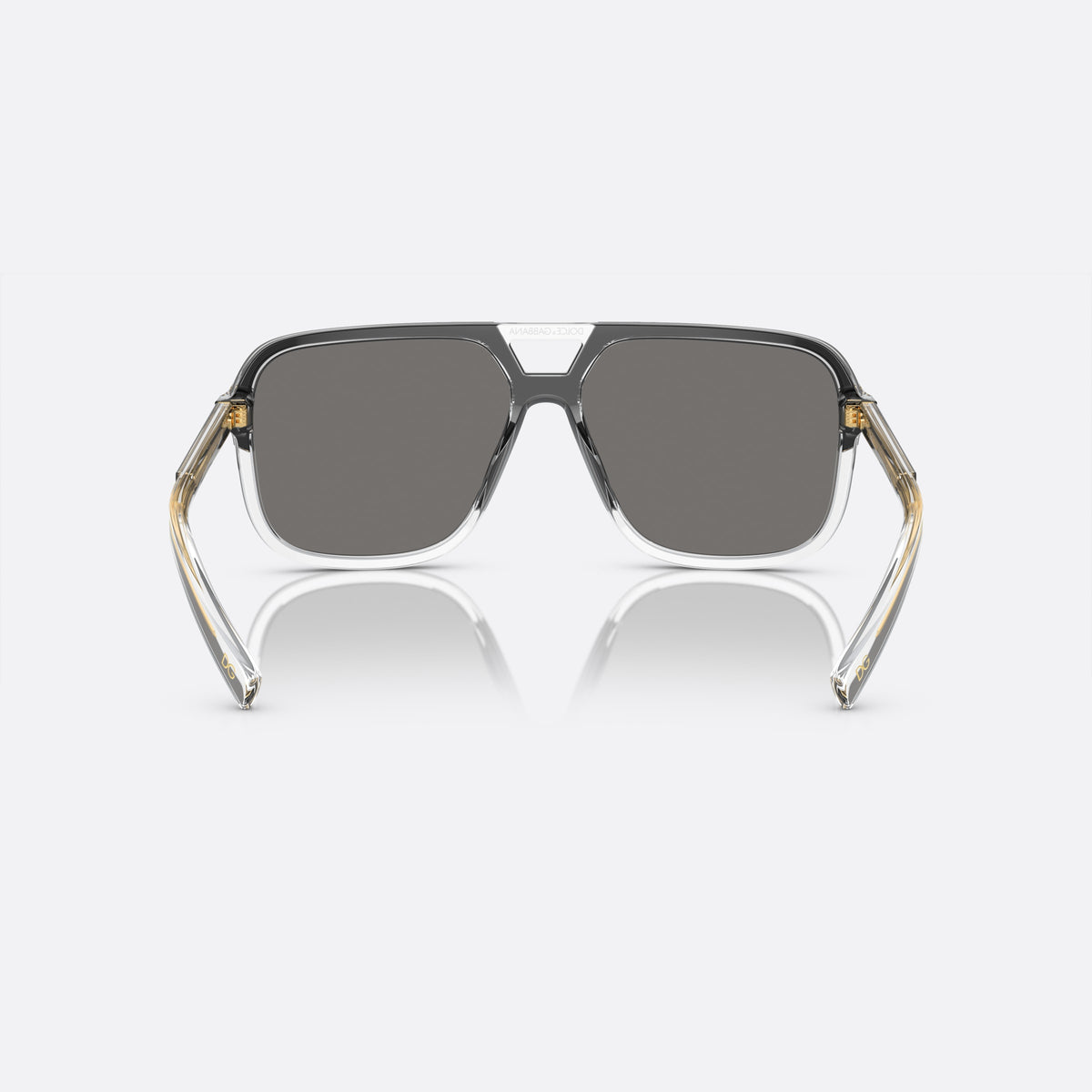 Ochelari de soare Dolce & Gabbana DG4354 501/81 B, patrati negru, pentru bărbați, punte dublă cu decupaj deschis, literele brandului pe brațe, vedere din spate